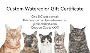 5x7 Custom Watercolor Portrait Gift Certificate
