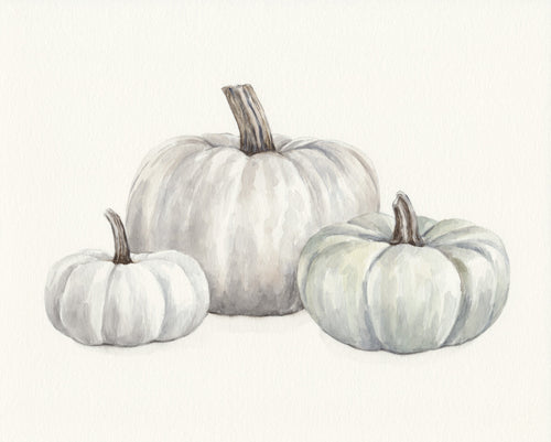 Neutral Pumpkins Watercolor Print INSTANT DOWNLOAD